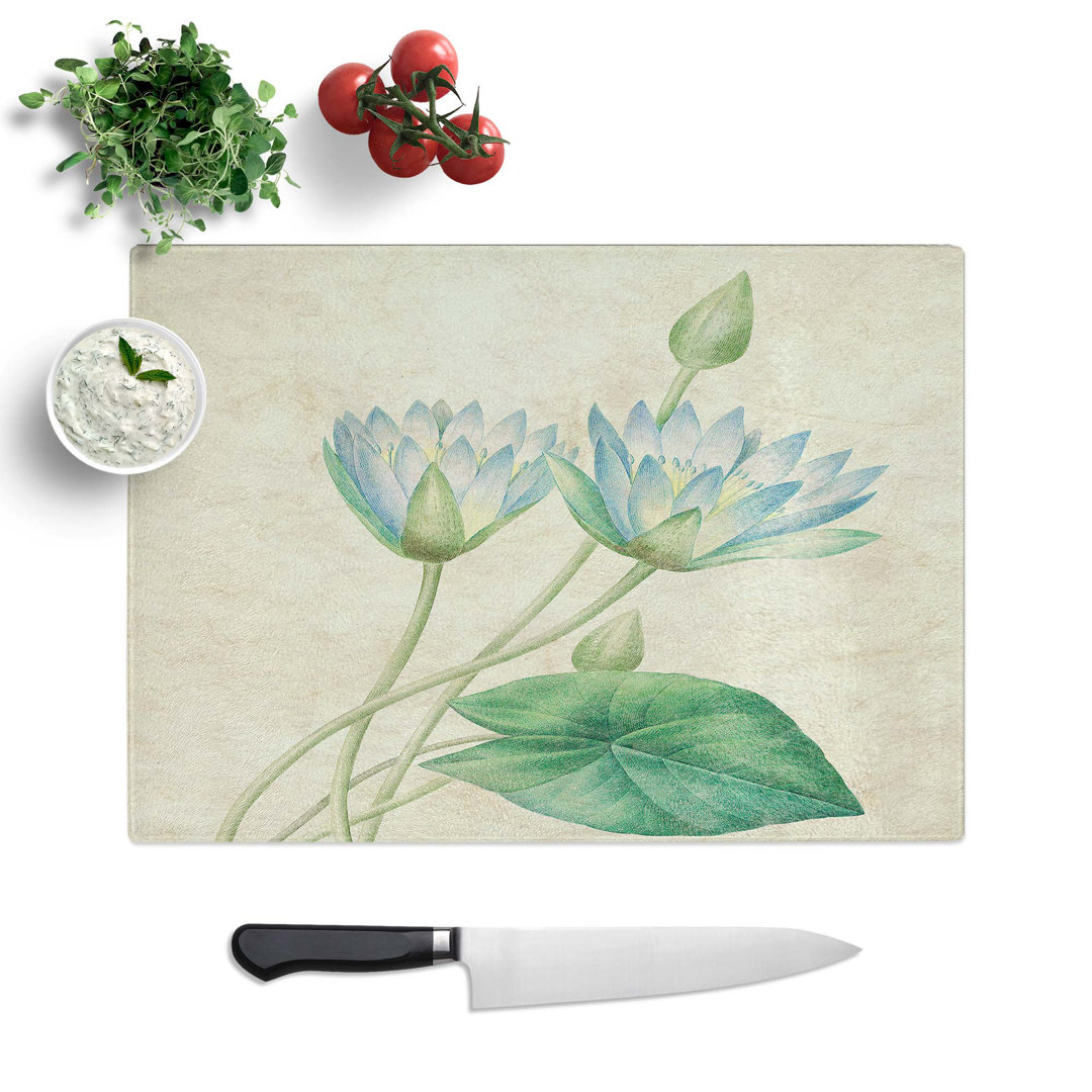 Glass Egyptian Lotus Flowers by Pierre-Joseph Redoute Chopping Board