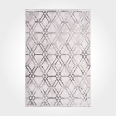 Modern/Abstract Gray Machine Washable Non-Slip Area Rug