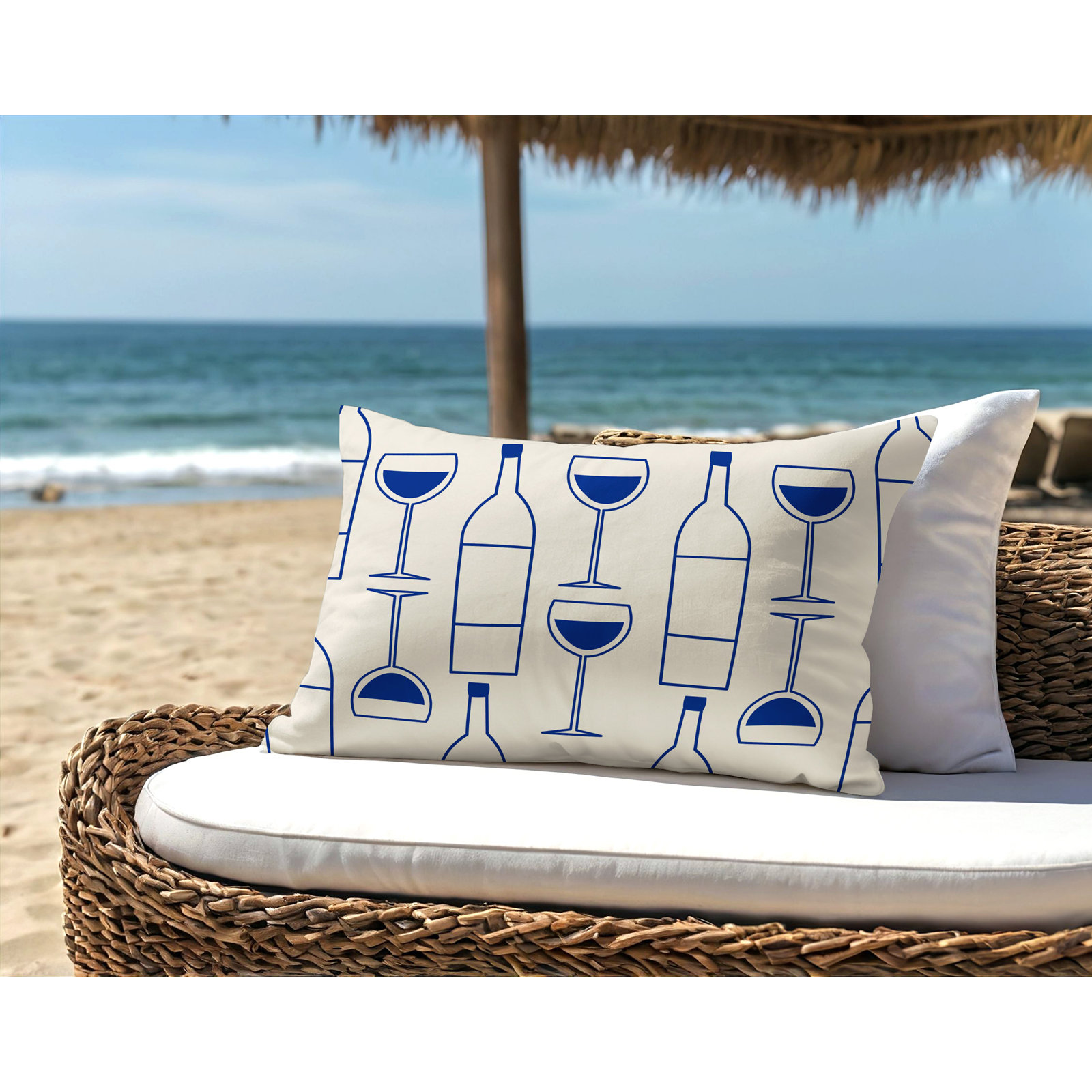 Hyatt Indoor/Outdoor Throw Pillow, 14"H x 20"W, Navy Blue