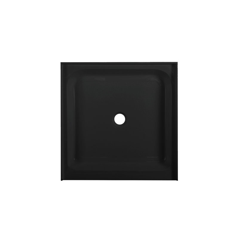 Voltaire 36 po x 36 po à simple seuil, drain central, base de douche, Noir lustré
