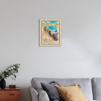 Framed Canvas Wall Art The Young Methymneans by Marc Chagall Giclee Print Dreamlike Romantic Surrealism Painting Modern Home Decor(White Oak & Mineral Grey,28"x36")