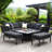 Liptak Outdoor Fabric Pulse Square Corner Dining Set - with Rising Table - Flanelle