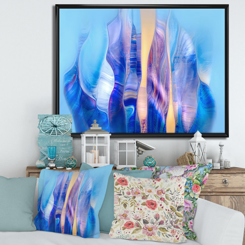 «Twistent Wavy Shape In Motion I», reproduction sur toile avec cadre flottant, H 16 po x l 32 po x p 1 po, Cadre noir