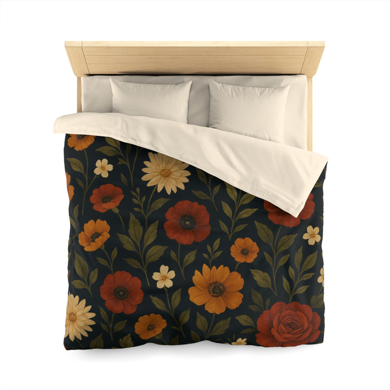Microfiber Duvet Cover Boho Style, Design 58, Queen Duvet Cover, Cream