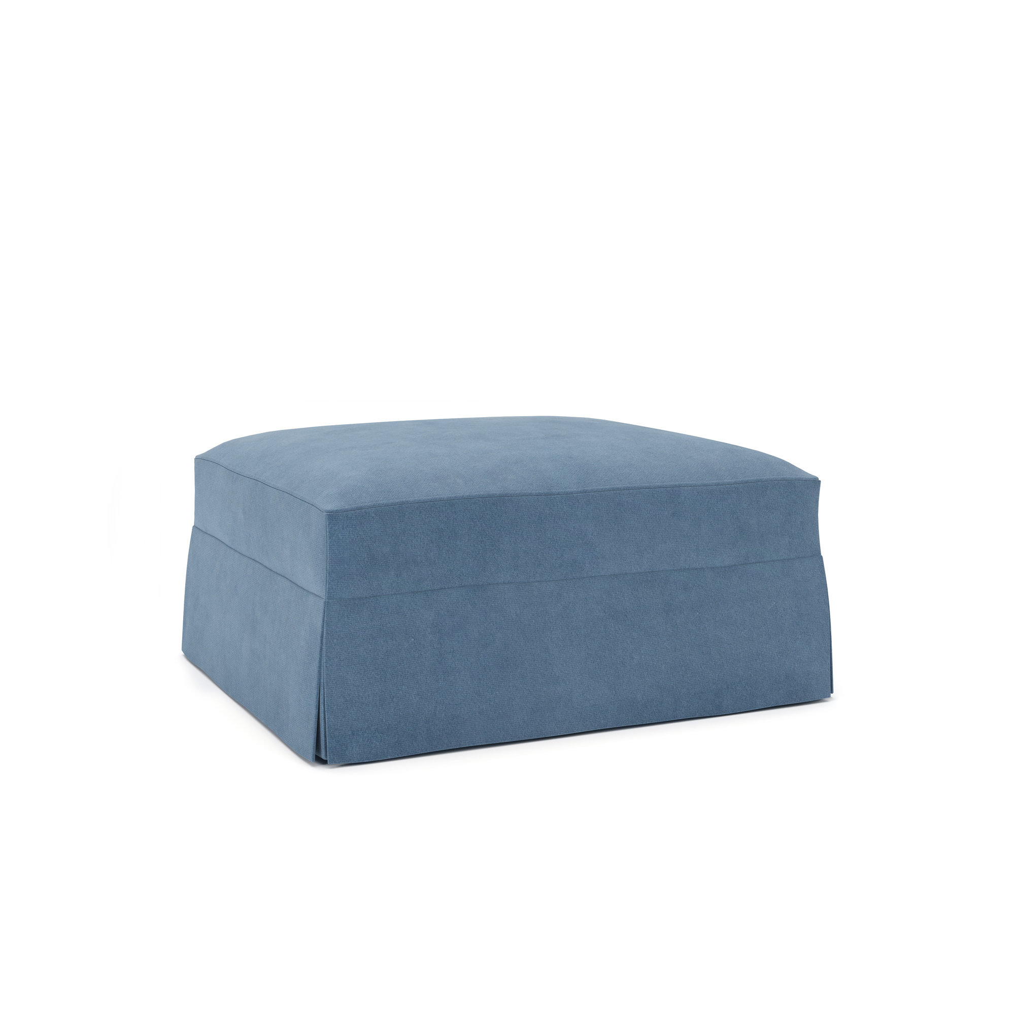 Lucia Upholstered Ottoman, Bella Ocean Performance Velvet