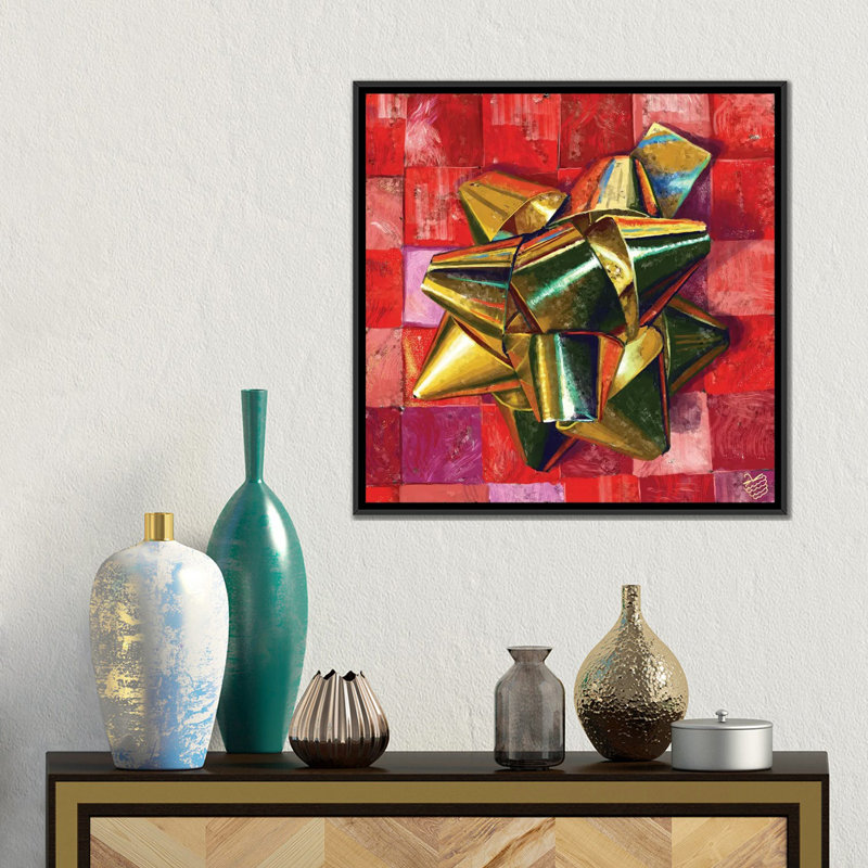 Golden Bow - reproduction d'art murale - toile encadrée, Noir, Impression encadrée sans passe-partout, H 18 po x l 18 po