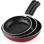 Ensemble de poêles à frire antiadhésives 8 / 9,5 / 11 pouces Cook N Home Professional, poêles à frire de cuisine, compatibles avec induction, 3 pièces, rouge