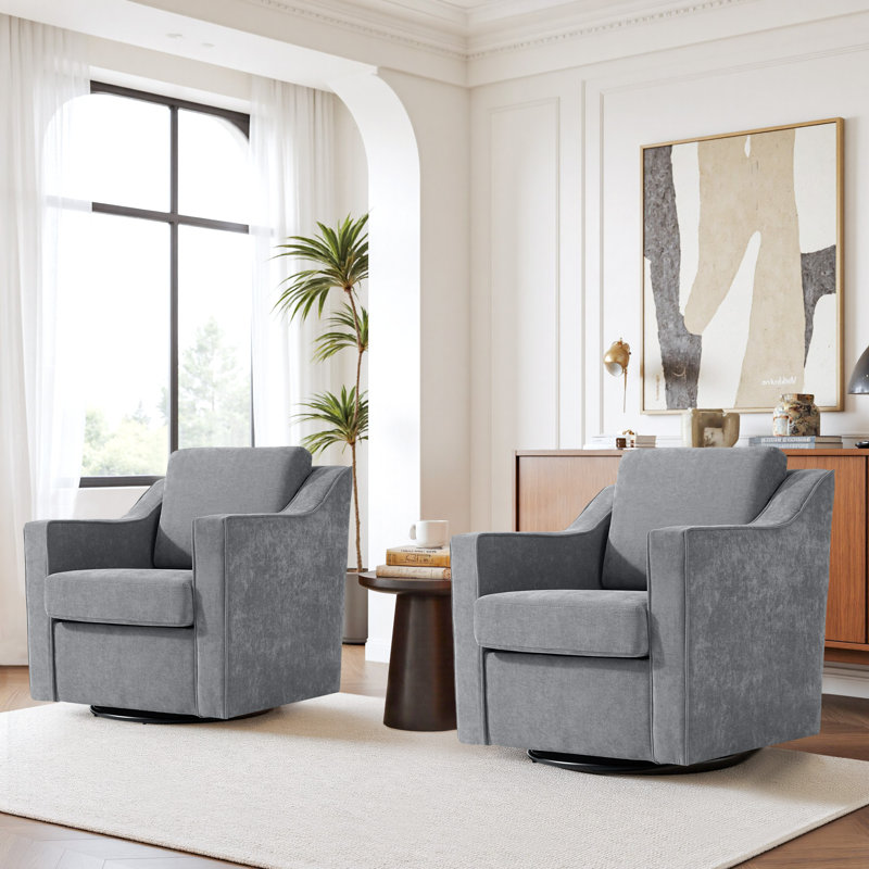 Upholstered Swivel Armchair, Grey