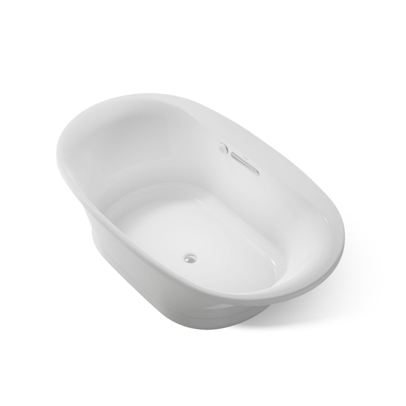 Baignoire encastrée en acrylique 72 po x 42 po avec chaufferette, Gris glacial
