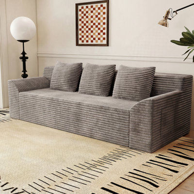 Canapé de 71 pouces en velours côtelé avec siège profond, coussins à double couche de type nuage, et aucun assemblage requis pour une utilisation multi-scène.