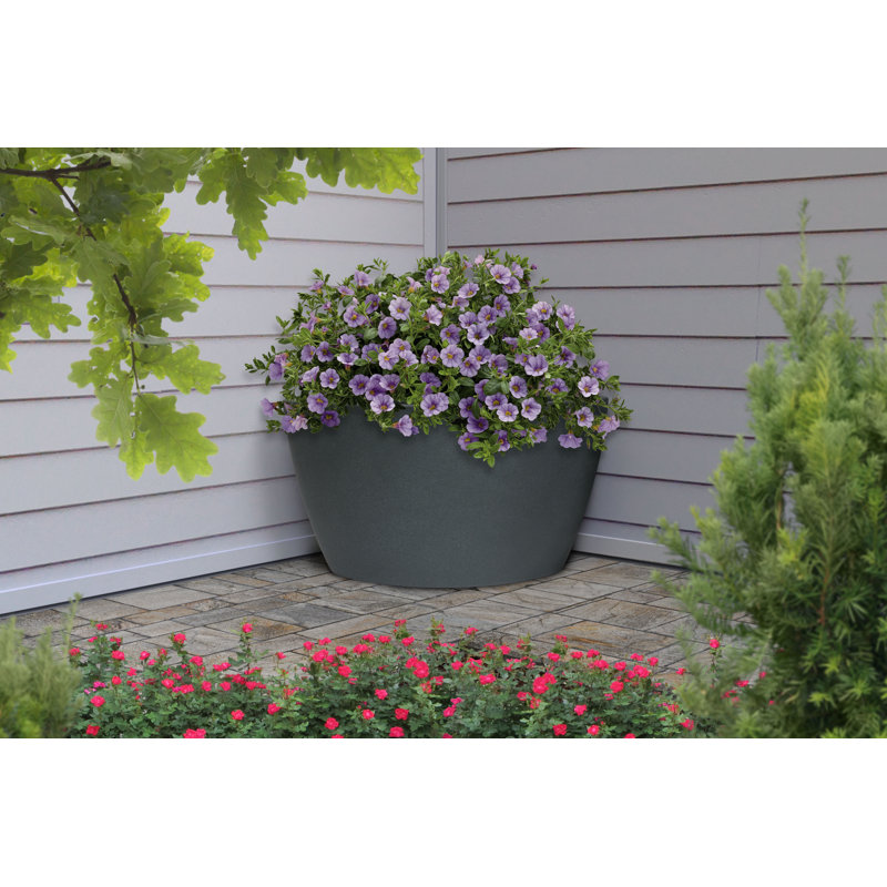 Corner Plastic Pot Planter, Charcoal Stone