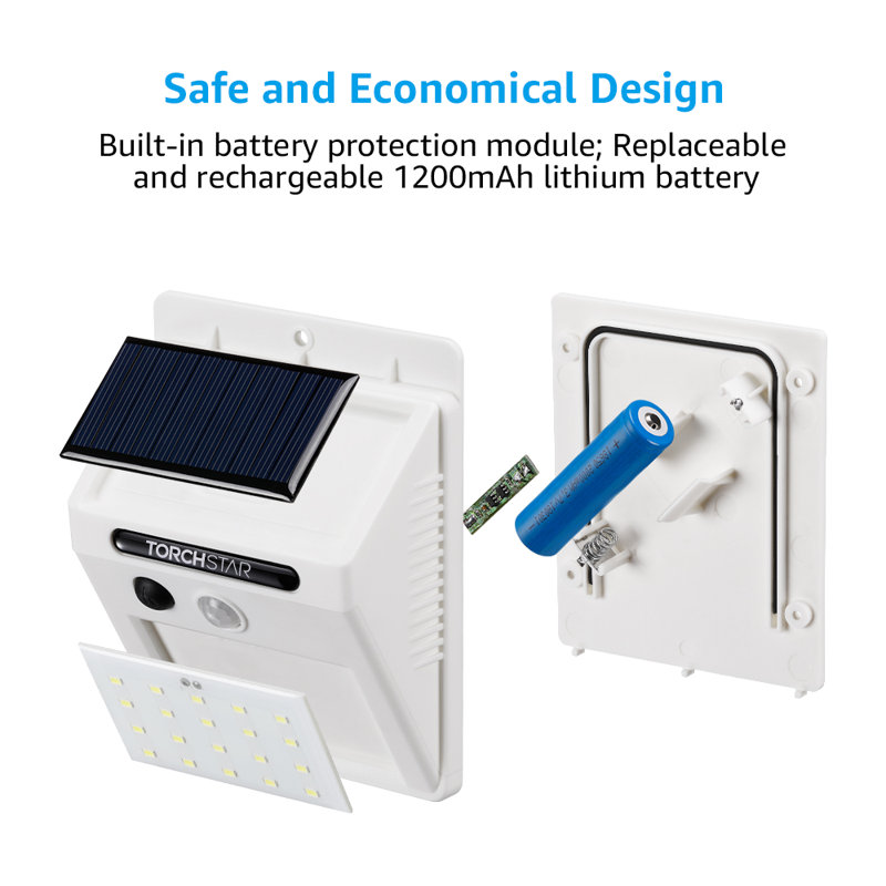 Polyvalent LED Solar Powered Motion Sensor Wall Light, Security Wall Lamps for Patio Garage Corridor, White