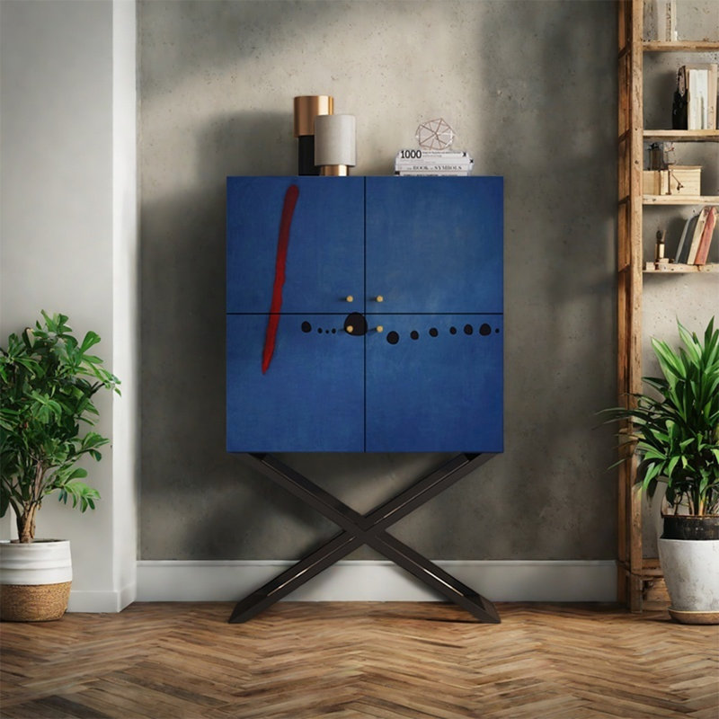 Armoire de rangement à quatre portes avec tablettes spacieuses, Noir, noir, noir, noir