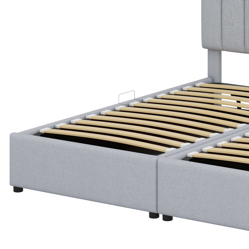 Upholstered Platform Bed With A Hydraulic Storage System, Gray