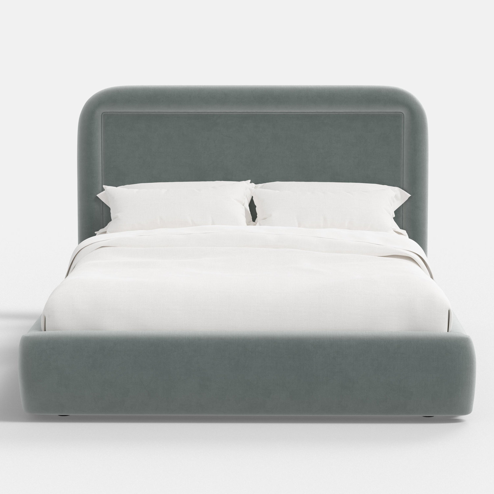 Stoffer Home x Cloth & Co. Marisa Linen Upholstered Bed, Lichen Performance Velvet, King
