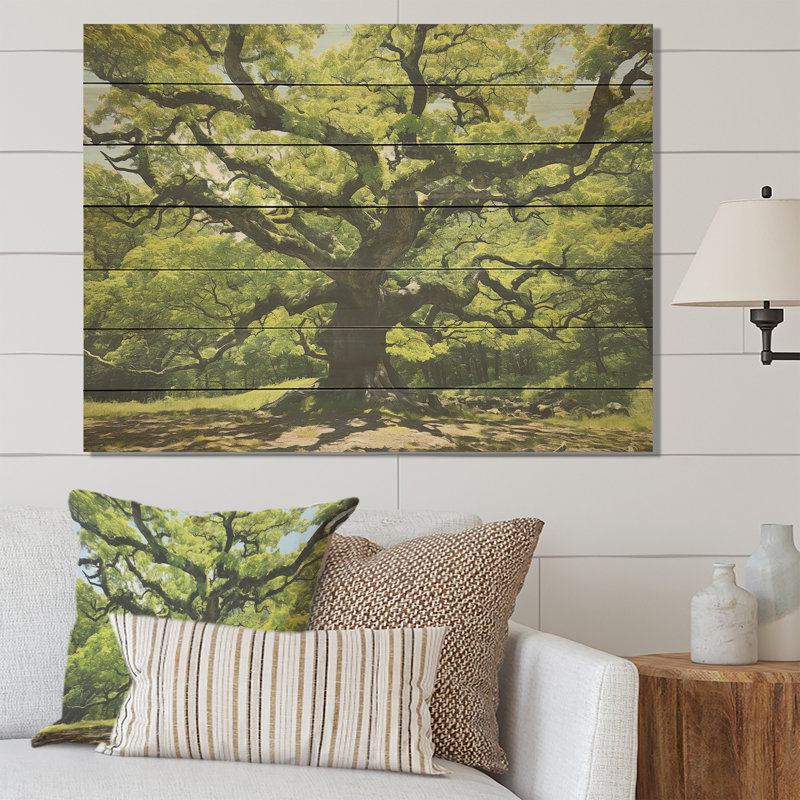 Photo de majestueux arbre sycomore - Sycomore arbre sur bois, H 30 po x l 40 po x P 0,78 po