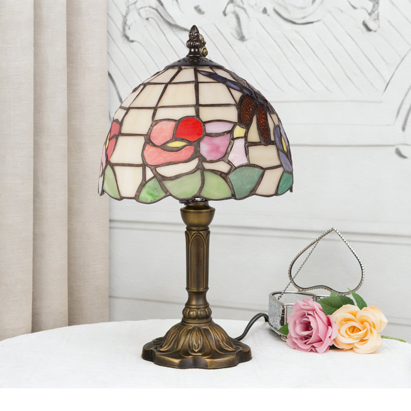 14"h Dragonfly Resin Table Lamp， Tiffany-style Stained Glass Table Lamp