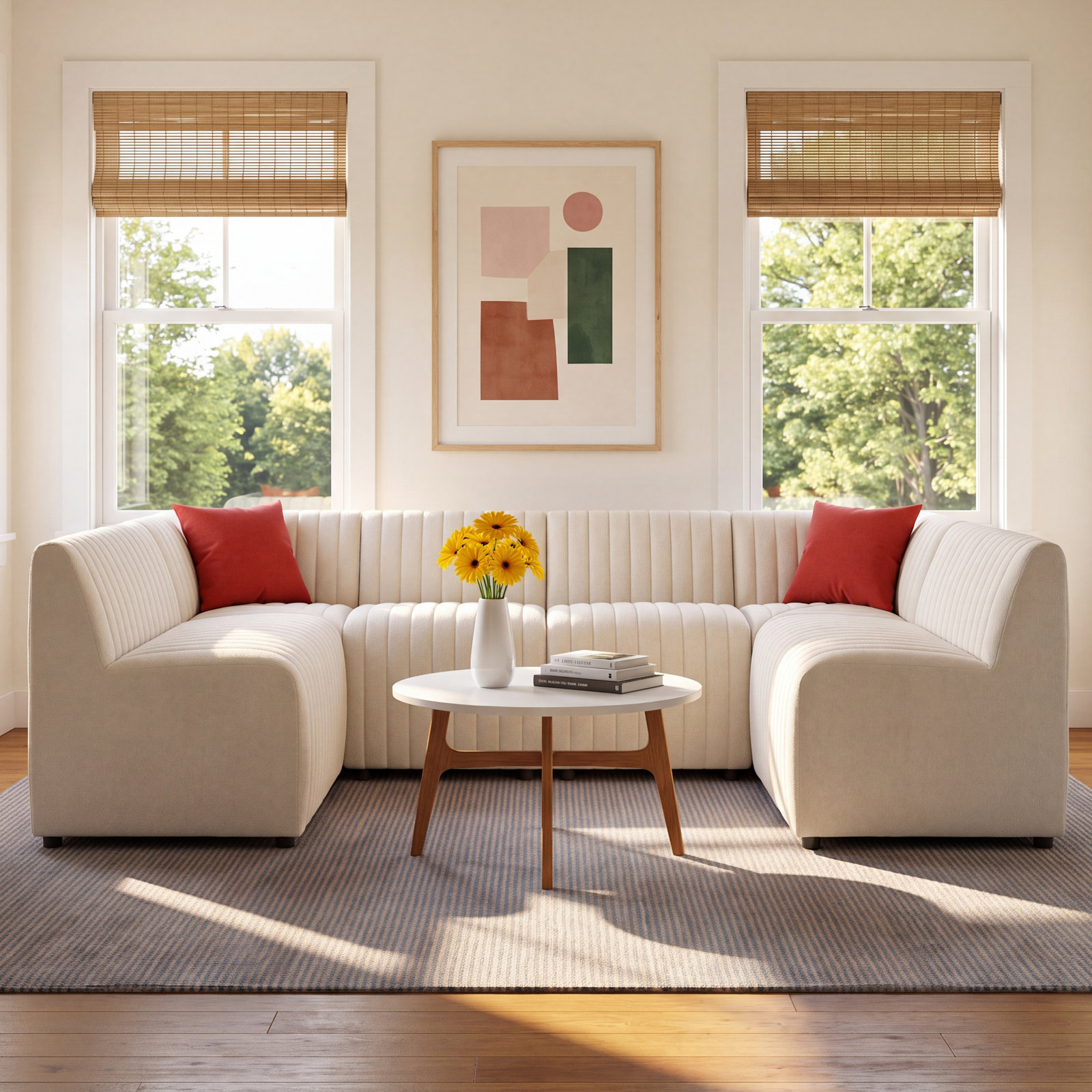 Brandt Modular Sectional, Capri Oatmeal Boucle, 31.5" H X 106" W x 66.5" D