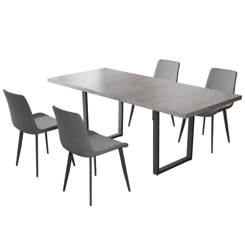 Ensemble de salle à manger Kloc Modern Kitchen, table de salle à manger extensible avec chaises rembourrées, Gris