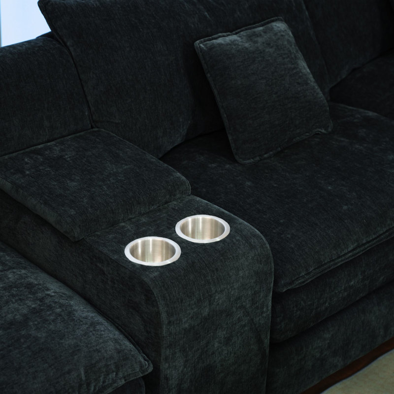 Canapé modulaire rembourré 144 po Boneless Eyram, Noir