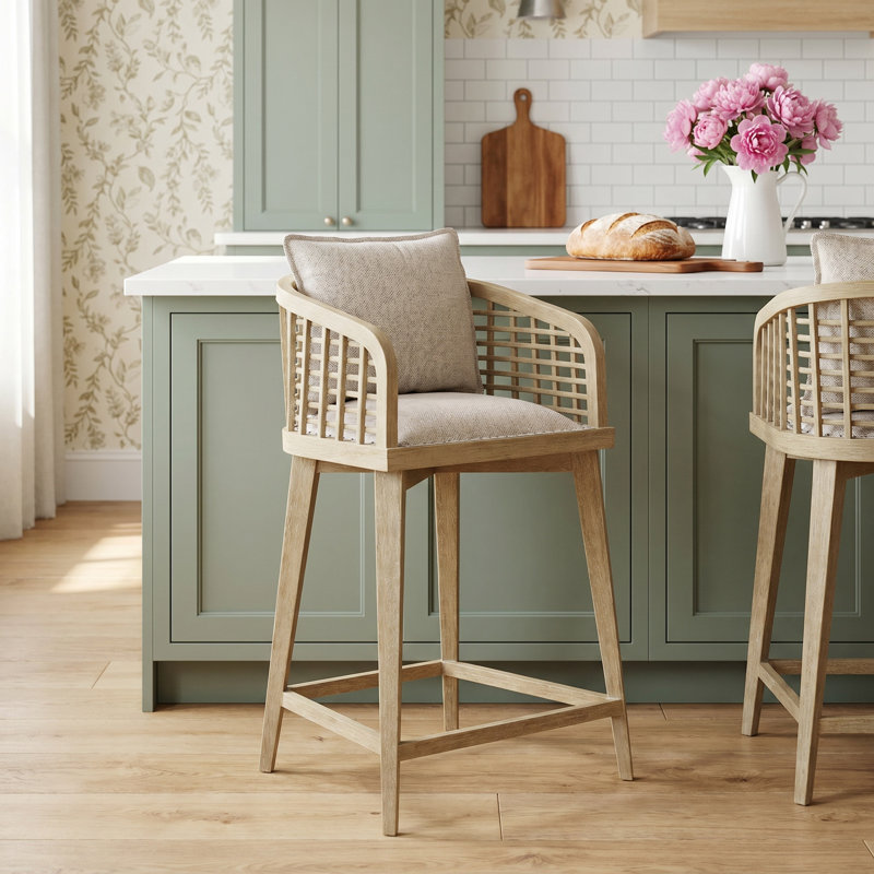 Surfrider Barrel Back Swivel Counter Stool, Driftwood