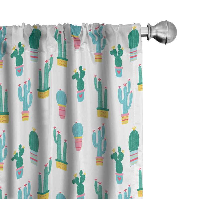 Cactus Semi-Sheer Rod Pocket Curtain Panels, 28" x 84"