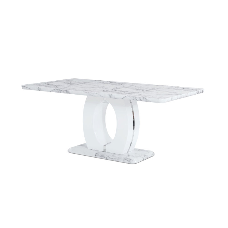 Table de salle à manger Jadesola + 4 chaises Belluna - Blanc