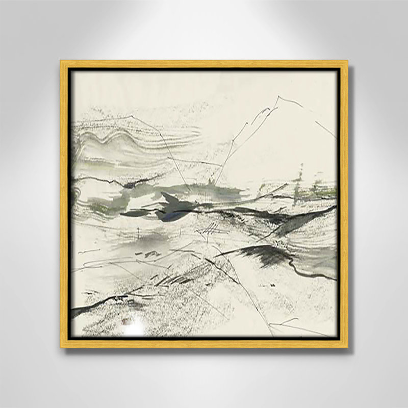" Green Sketches " by PI Studio, H 13,5 po x l 13,5 po x P 2 po, Cadre flottant doré