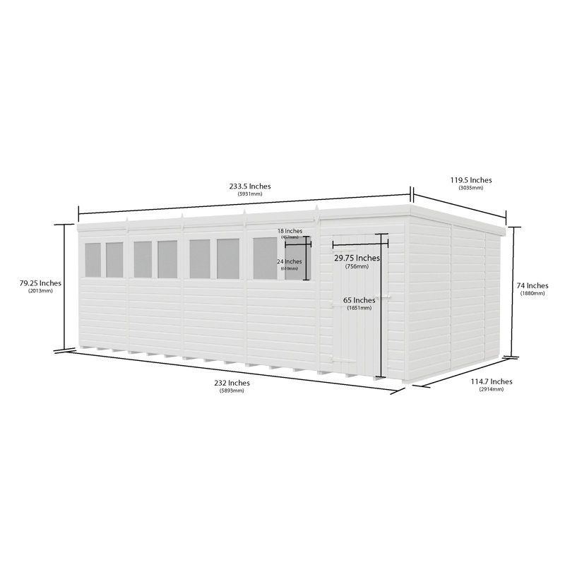 20x10 Pent Composite Shed