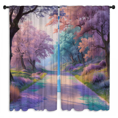 Rideaux de fenêtre fantaisie pastel paysage obscurcissant et obscurcissant - 2 panneaux