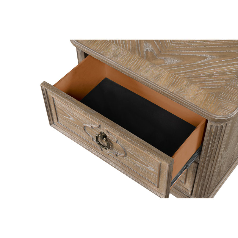 Table de chevet rustique classique en chêne massif, 1 pièce, avec 2 tiroirs, glissières à roulement à billes, plateau doublé de feutre, idéale pour la décoration de chambre. Meubles en bois de couleur A et C, tiroir confortable.