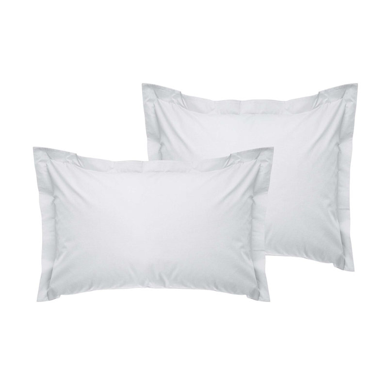 Ensemble de taies d'oreiller en satin Oxford (2 pièces), Blanc