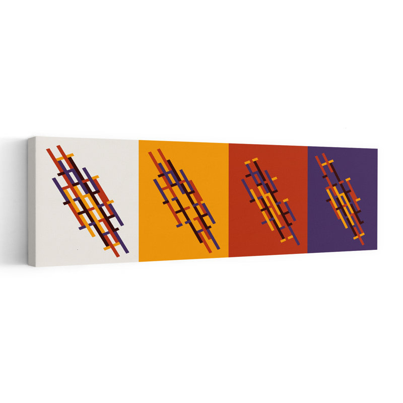 Art mural abstrait coloré à lignes entrecroisées colorées, H 12 po x l 36 po