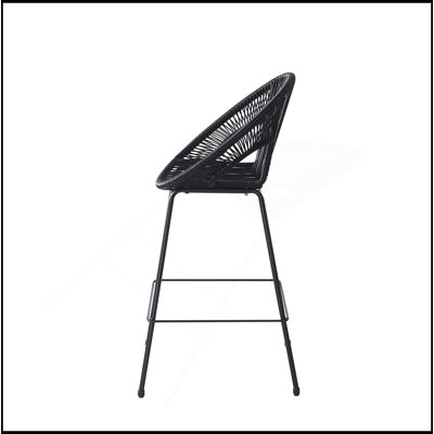Outdoor Patio Black Faux Wicker Barstool, Set Of 2
