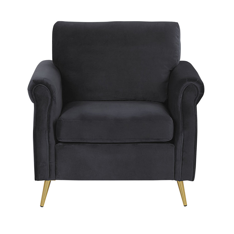 Amaya Velvet Armchair, Black