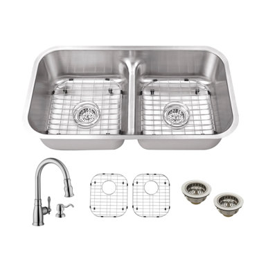 32.5'' L Double Bowl Stainless Steel Kitchen Sink