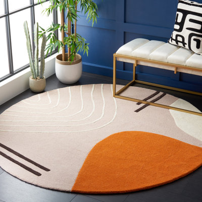 Tapis ivoire / rose clair en laine fait à la main Felipe