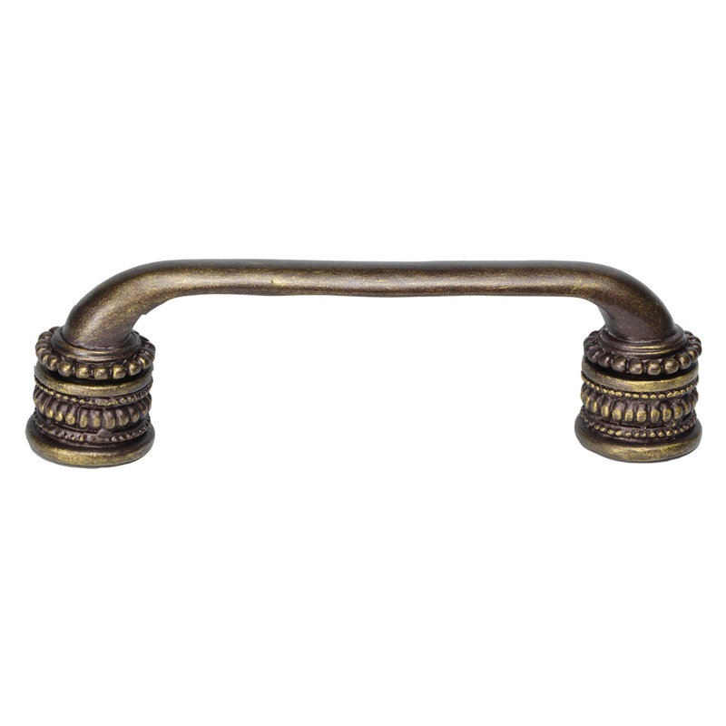 Poignée classique avec manchons perlés, Laiton antique, 4"