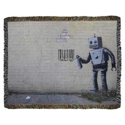 Banksy Graffiti Hand Woven Throw Blanket