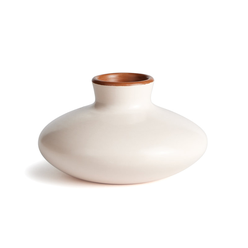 Fiorella Handmade Ceramic Table Vase, White, 7"