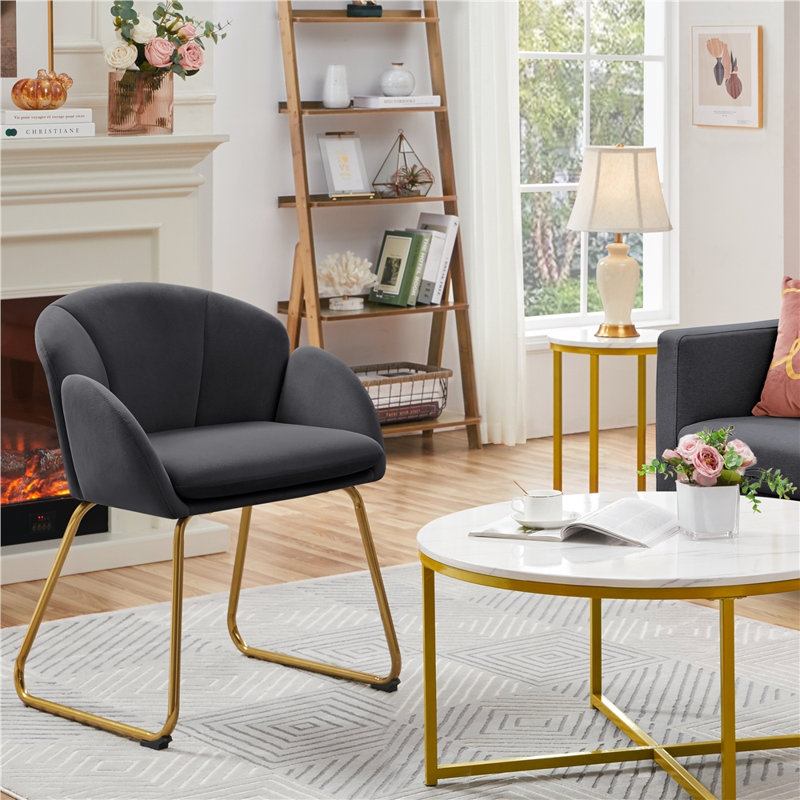 Fitchburg 20'' H Upholstered Metal Dining Chair, Dark Gray