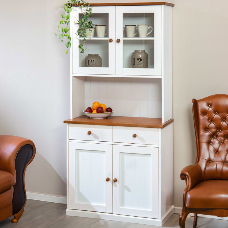 Pierro Hutch Cabinet, White/Sepia/Brown
