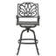 Tabouret de bar extérieur pivotant en aluminium coulé avec accoudoirs à volutes, l 21,6 po x P 25,5 po x P 48,81 po