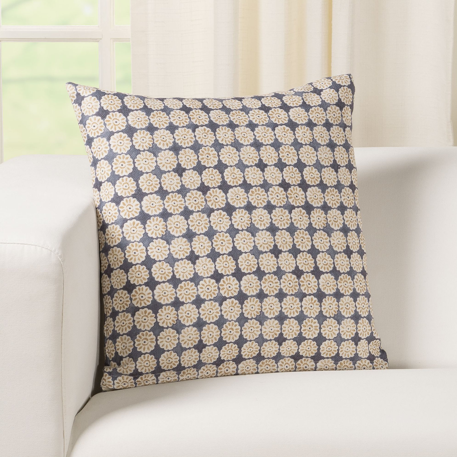 Hansah Pillow, Polyester, Square 18", Ink Geometric