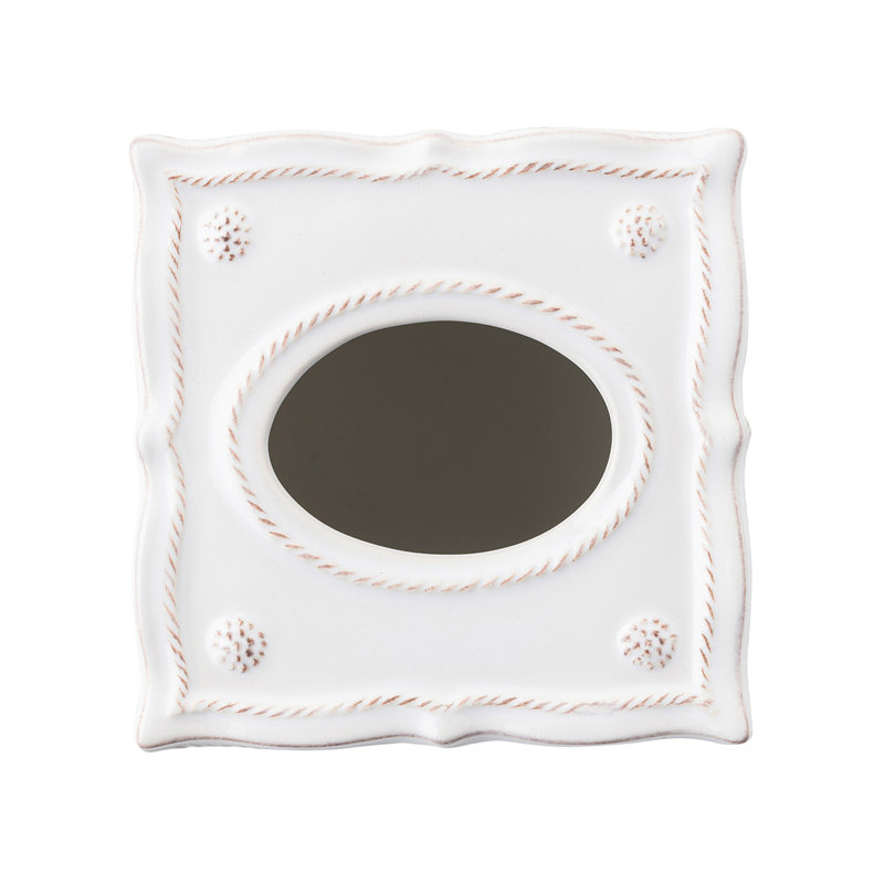 Elegant Whitewash Ceramic Tissue Box Cover with Berry & Thread Motif