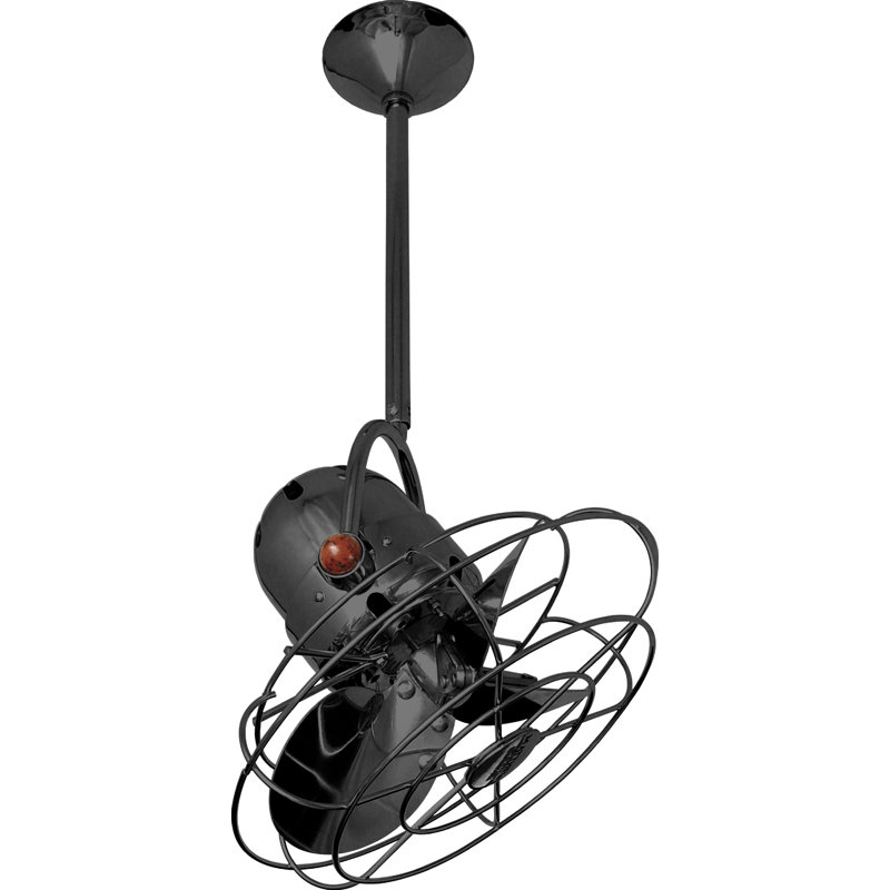 Ventilateur de plafond 3 pales 16 "avec commande murale, Nickel noir, Tige de 10 po, Métal métal