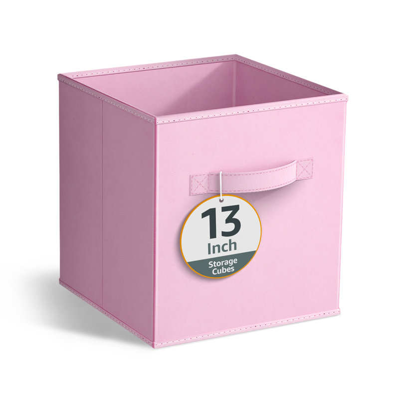 13" Large Foldable Storage Cubes with Handles 1 Piece, Pastel Pink