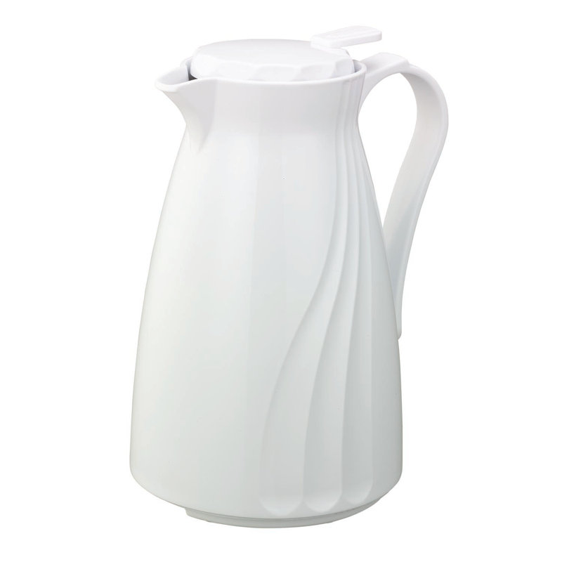 Carafe à bouton-poussoir, Blanc, H 9,75 po x l 6 po x P 8 po