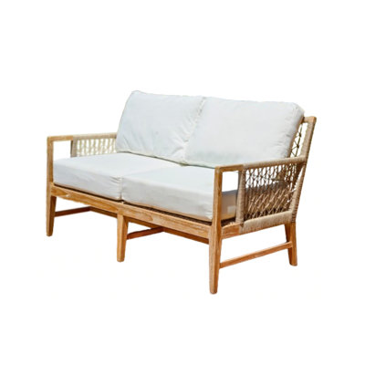 Camejo Outdoor Teak Loveseat with Cushions