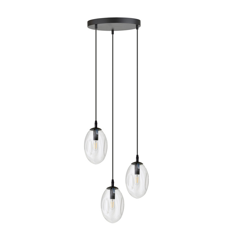 Edelie 3 - Light Black Cluster Pendant, Clear